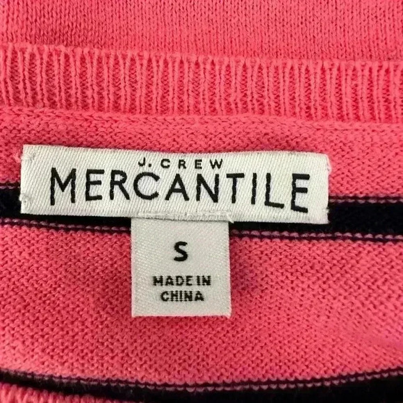 J. CREW Mercantile Pink Navy Striped ‘Peyton’ Knit Pullover Sweater Size Medium - Picture 3 of 4